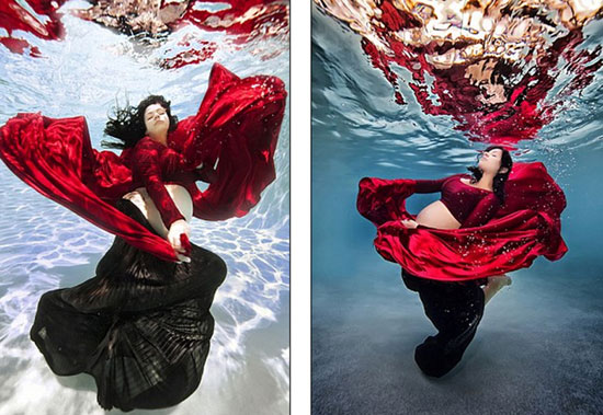 美摄影师拍摄唯美孕妇水下写真照 灵动如“美人鱼”