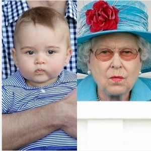 英乔治小王子与超长待机女王经典表情对比图 萌翻网友