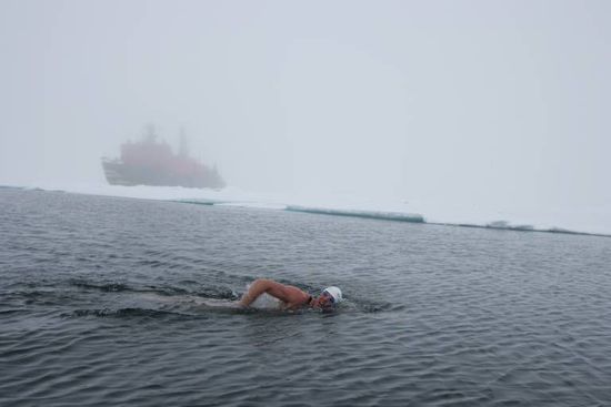 挑战极限!英男子南极游泳破记录