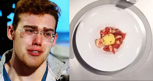 西班牙厨艺赛选手被评委骂哭 其作品“狮子吃大虾”的创意凉菜网上爆红