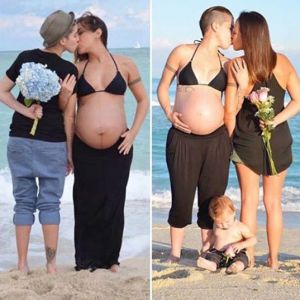 巴西一对女同性恋者相继怀孕晒照引网友热议