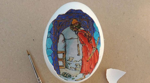 土耳其艺术家在蛋壳上绘世界名画 获世界各地网友追捧