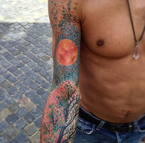捷克艺术家创作定制水彩纹身，需预约每天只见一名客户