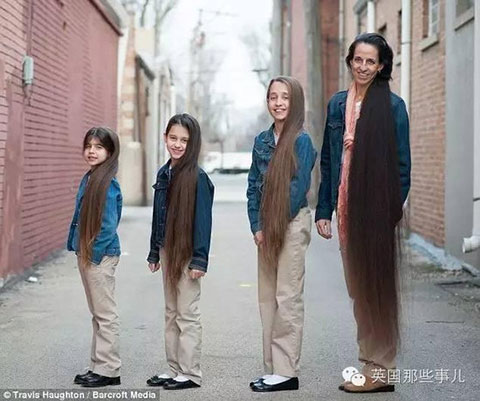 全家头发4米长 吹干头发需1个小时