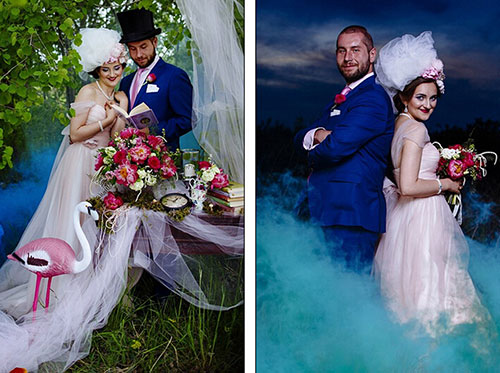 波兰夫妇举行“爱丽丝梦游仙境”主题婚礼 会场变疯帽子茶会